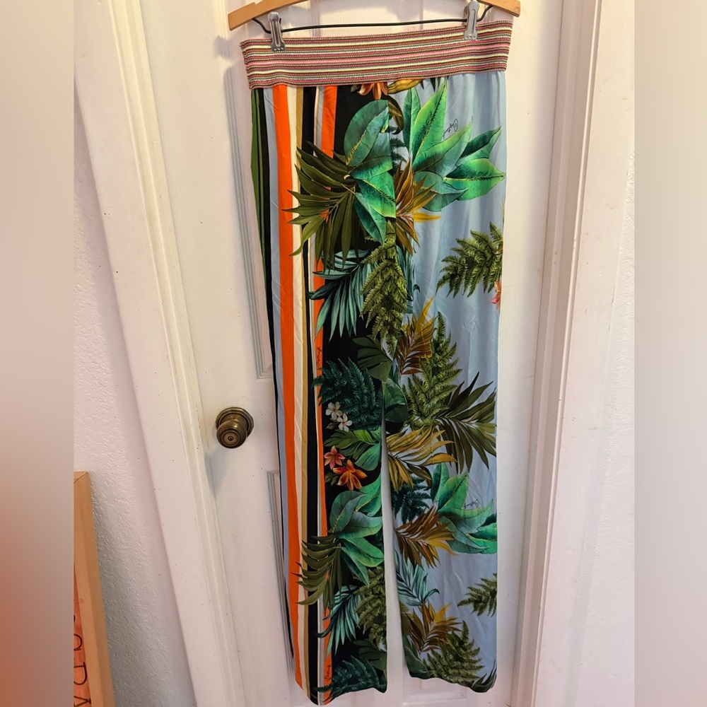 Christina Effe Milano Italy Tropical Leaf Gwenda Pants Women’s 46 NWT